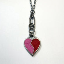  Mended Heart Necklace in Cranberry and Fuchsia - Michele A Friedman