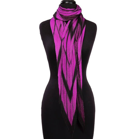 Pleated Silk Scarf with Clamp Dye