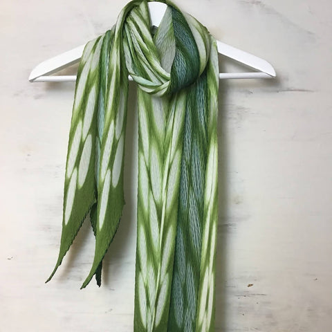 Pleated Silk Scarf with Clamp Dye