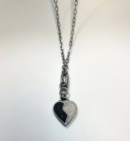 Mended Heart Necklace- Heathered Black and White