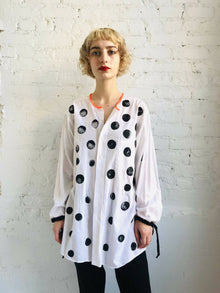  ONE OF A KIND • MDC RE•Created Hand Painted Polka-Dot Shirt - Martina Dietrich Couture