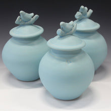  Soft Robin's Egg Blue Matte Bird and Branch Jar. price per jar. - Peggy Quinn Clay Studio