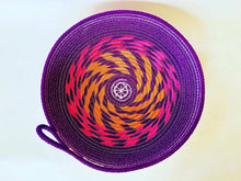  Handmade/hand dyed rope basket: purple with orange and pink - Melko Designs