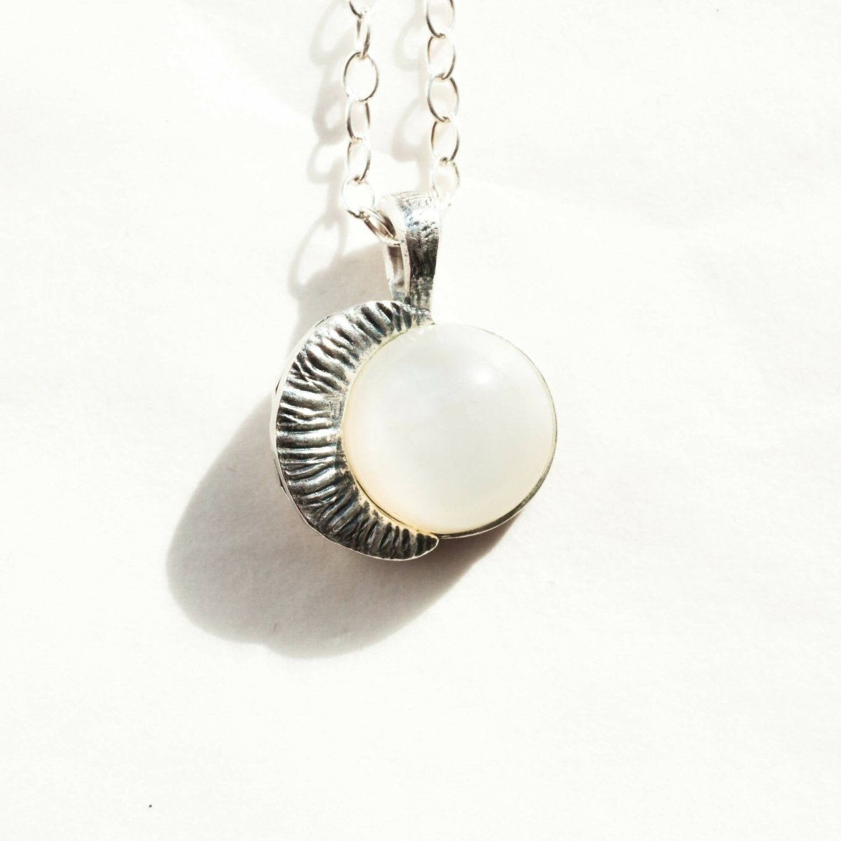 Moonstone Moon Necklace