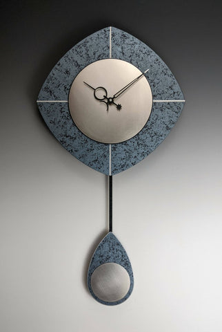 L-Drop Blue & Silver Pendulum Clock