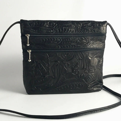 Leather 3 Zipper Travel Purse