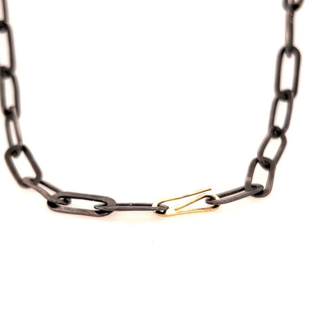 Hand Forged Oxidized Sterling Silver with 14k Gold Clasp