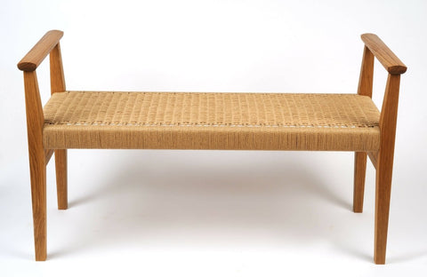 White Oak + Danish Cord Bench with Arms