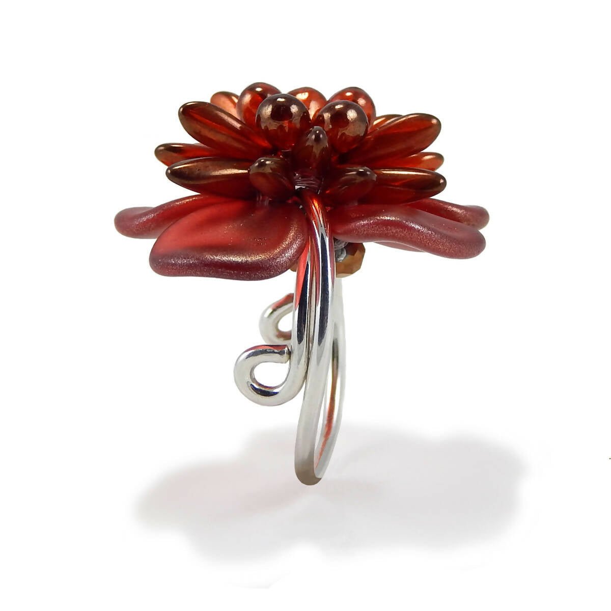 Flame Red Adjustable Ring