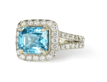  Blue Zircon and Diamond Ring - Artisan Jewelers