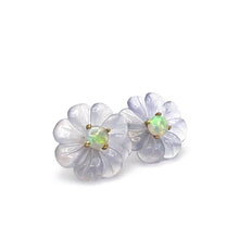  Flower Studs in Chalcedony and Opal | 14k Yellow Gold - Original Eve Designs