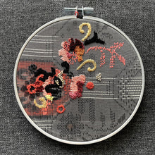  Abstract Embroidery on Vintage Kimono Silk - Heather Kerley Art