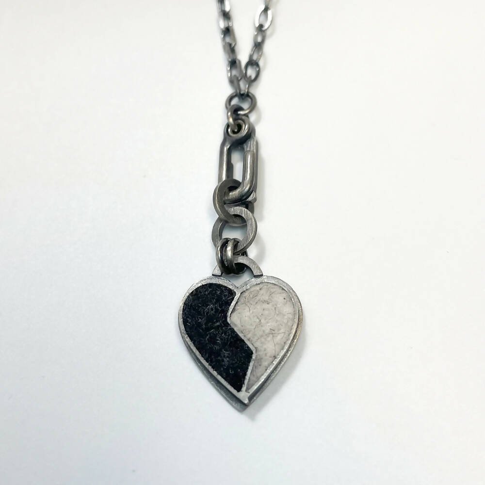 Mended Heart Necklace- Heathered Black and White