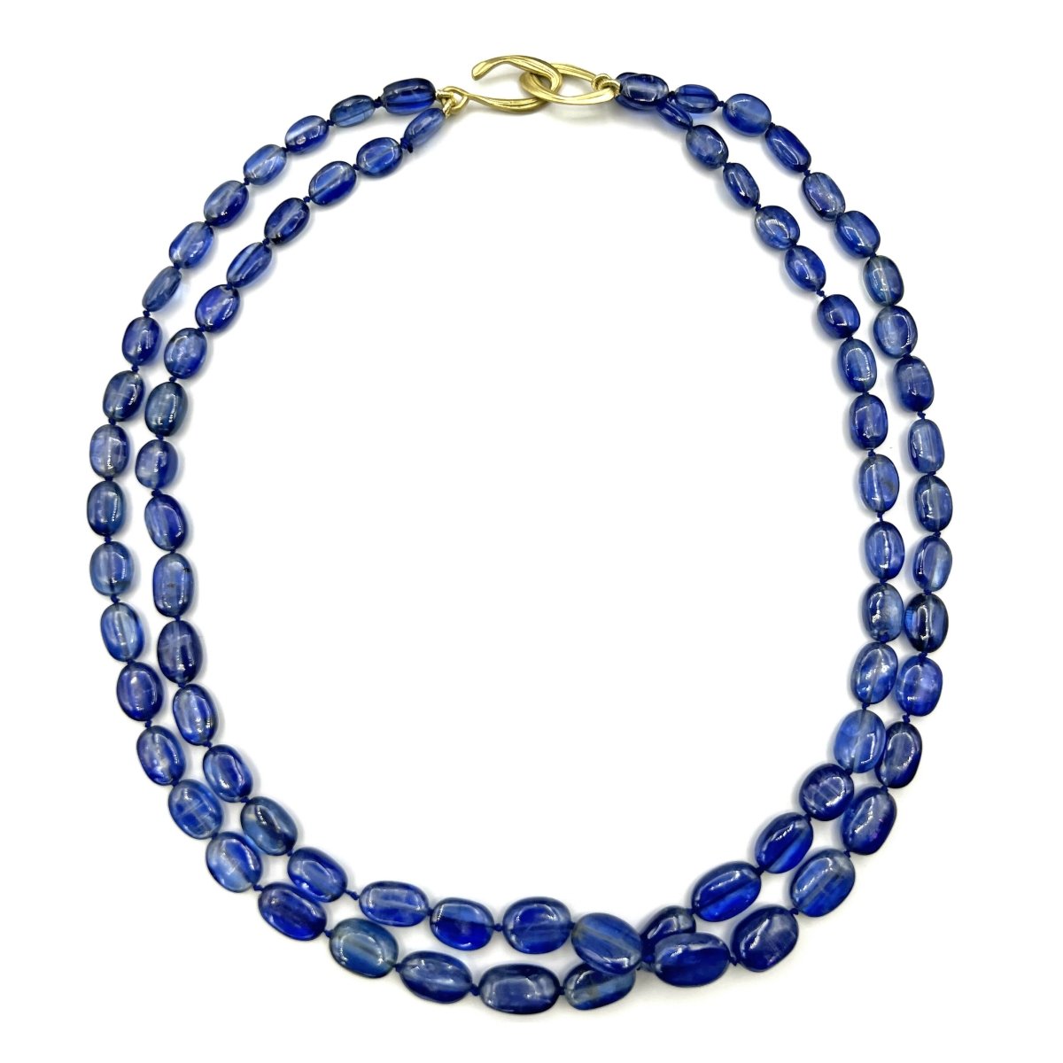 Kyanite Double Strand Candy Necklace | 18k Yellow Gold | 16 in