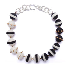  Petite Felt Stripe Necklace | Black/White - Linda May Studio