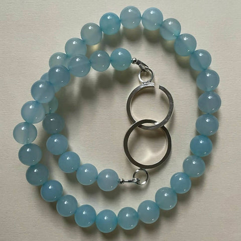 Chalcedony necklace with silver C clasp