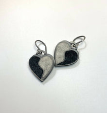  Mended Heart Earrings- Heathered Black and White - Michele A Friedman