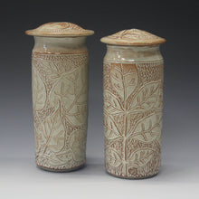  Carved Jars with Shino style glaze. Price per Jar. - Peggy Quinn Clay Studio