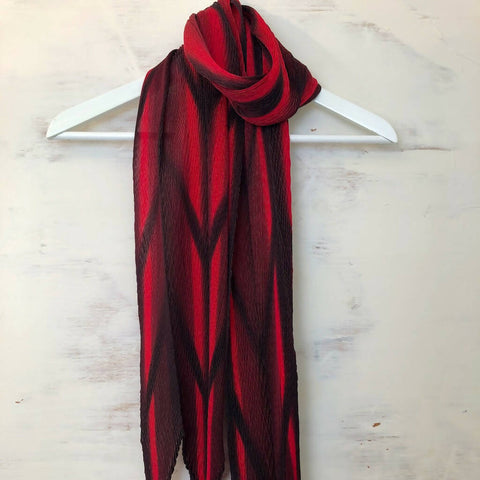 Pleated Silk Scarf with Clamp Dye