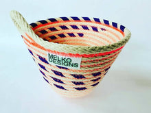  Handmade rope basket: green stripes - Melko Designs