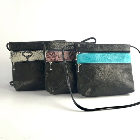 Leather 3 Zipper Travel Purse