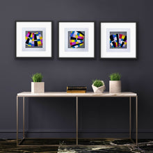  Mounted Textile Art: Modern Rainbows Triptych - Io the Alien