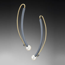  Oxidized face Framer Earrings with Pearls - Ilene Schwartz Jewelry