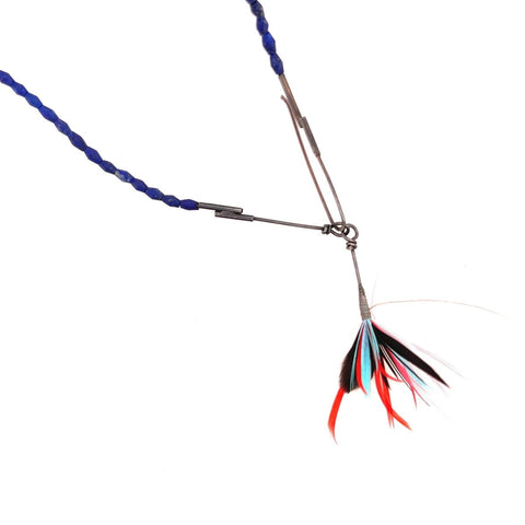 Lapis Lazuli Necklace with Feather Clump Clasp