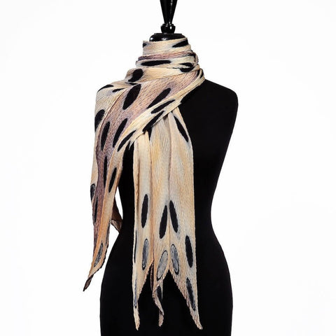 Pleated Silk Scarf with Clamp Dye