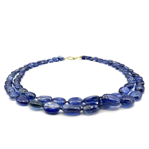 Kyanite Double Strand Candy Necklace | 18k Yellow Gold | 16 in