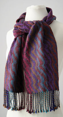  Traveling Scarf in Muted Warm and Cool Colors - Muffy Young Handweaving