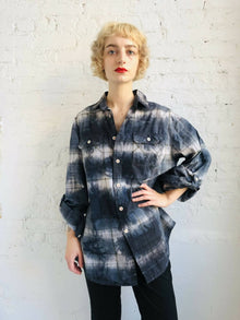  ONE OF A KIND • MDC RE•Created black tie-dyed button-down Shirt - Martina Dietrich Couture