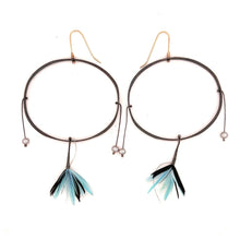  Forged Hoop Earrings with pearls and feather drop - Gabrielle Gould