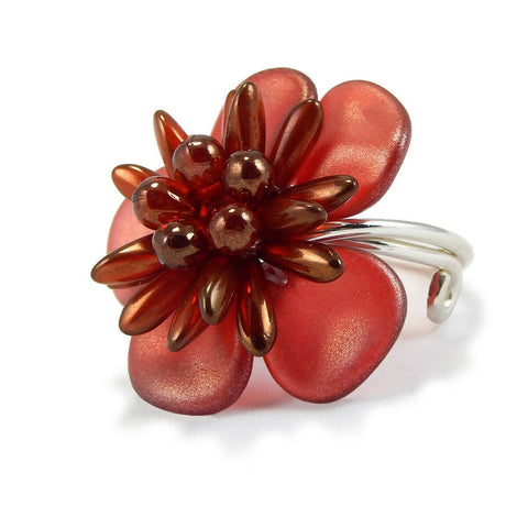 Flame Red Adjustable Ring