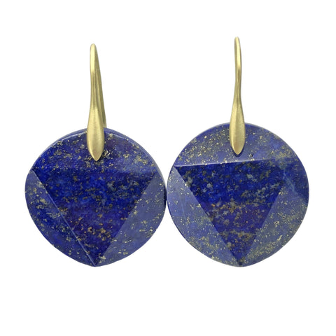 Lapis Faceted Circle Earrings | 18k Recycled Yellow Gold