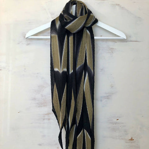 Pleated Silk Scarf with Clamp Dye