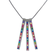  Skinny Rectangle Trio Necklace- Block Multicolor Palette - Michele A Friedman