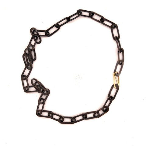 Hand Forged Oxidized Sterling Silver with 14k Gold Clasp